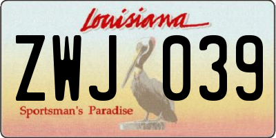 LA license plate ZWJ039