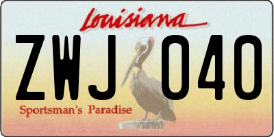 LA license plate ZWJ040