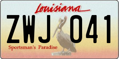LA license plate ZWJ041