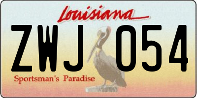 LA license plate ZWJ054