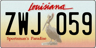 LA license plate ZWJ059