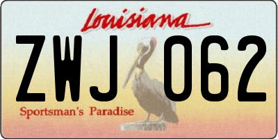 LA license plate ZWJ062