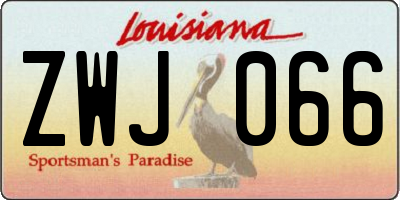 LA license plate ZWJ066