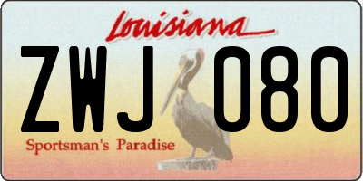 LA license plate ZWJ080