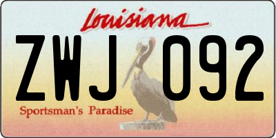 LA license plate ZWJ092