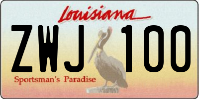 LA license plate ZWJ100