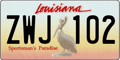 LA license plate ZWJ102