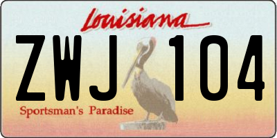 LA license plate ZWJ104