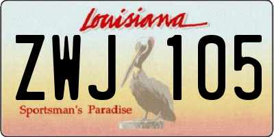 LA license plate ZWJ105