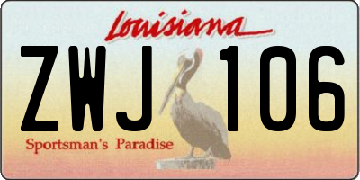 LA license plate ZWJ106