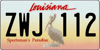 LA license plate ZWJ112