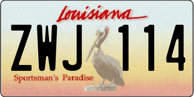 LA license plate ZWJ114