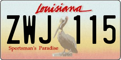 LA license plate ZWJ115