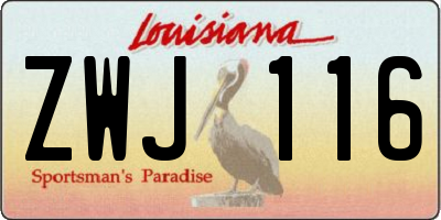 LA license plate ZWJ116