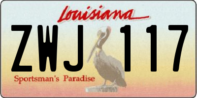 LA license plate ZWJ117