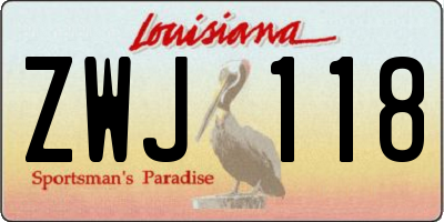 LA license plate ZWJ118