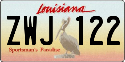 LA license plate ZWJ122