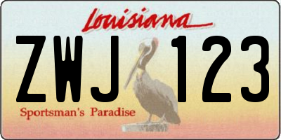 LA license plate ZWJ123