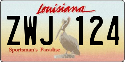 LA license plate ZWJ124