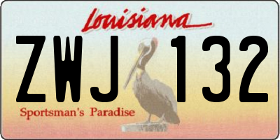 LA license plate ZWJ132