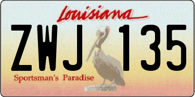 LA license plate ZWJ135