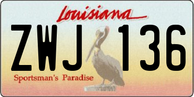 LA license plate ZWJ136