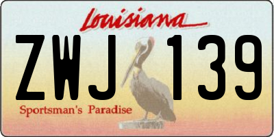 LA license plate ZWJ139