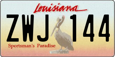 LA license plate ZWJ144