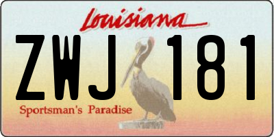 LA license plate ZWJ181