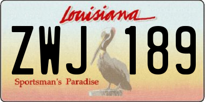 LA license plate ZWJ189