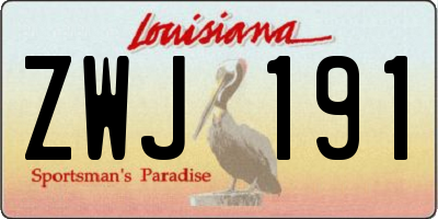 LA license plate ZWJ191