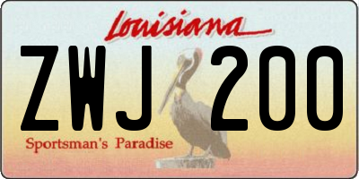 LA license plate ZWJ200
