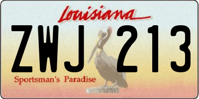 LA license plate ZWJ213