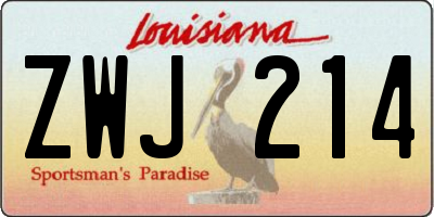 LA license plate ZWJ214