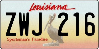 LA license plate ZWJ216