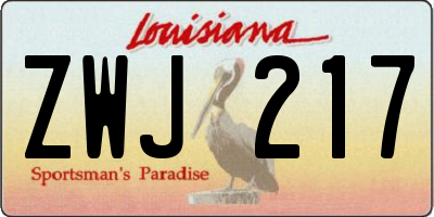 LA license plate ZWJ217