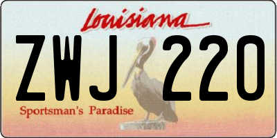 LA license plate ZWJ220