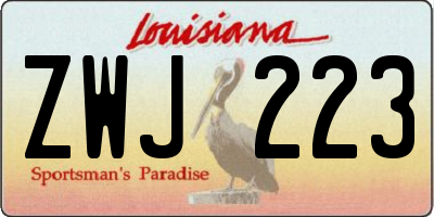 LA license plate ZWJ223