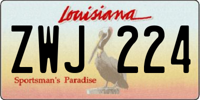 LA license plate ZWJ224