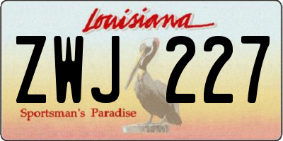 LA license plate ZWJ227