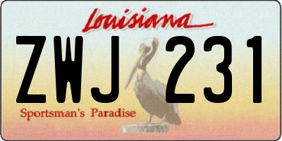 LA license plate ZWJ231