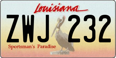 LA license plate ZWJ232