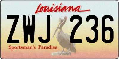 LA license plate ZWJ236