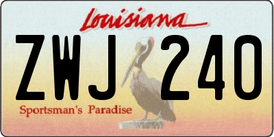 LA license plate ZWJ240