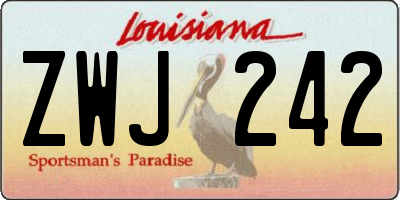 LA license plate ZWJ242