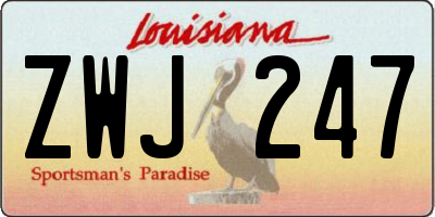 LA license plate ZWJ247