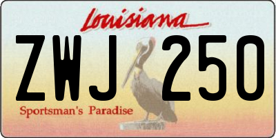 LA license plate ZWJ250