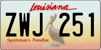 LA license plate ZWJ251