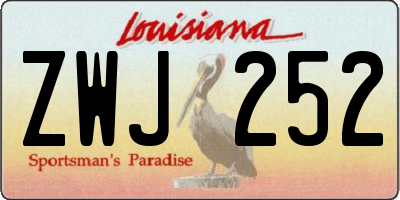 LA license plate ZWJ252