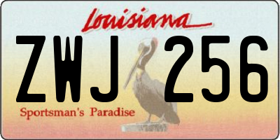 LA license plate ZWJ256